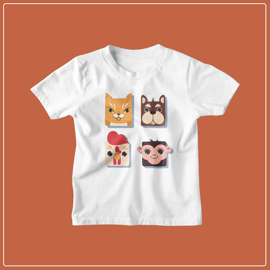 Animals - Black/White - Kids Unisex T-Shirt