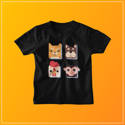 Animals - Black/White - Kids Unisex T-Shirt